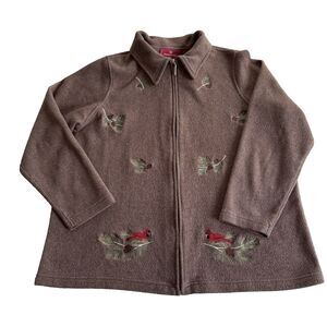Vtg Women's NorthCrest Cardinal Fleece Jacket Embroidered Pine PLUS SIZE 14/16